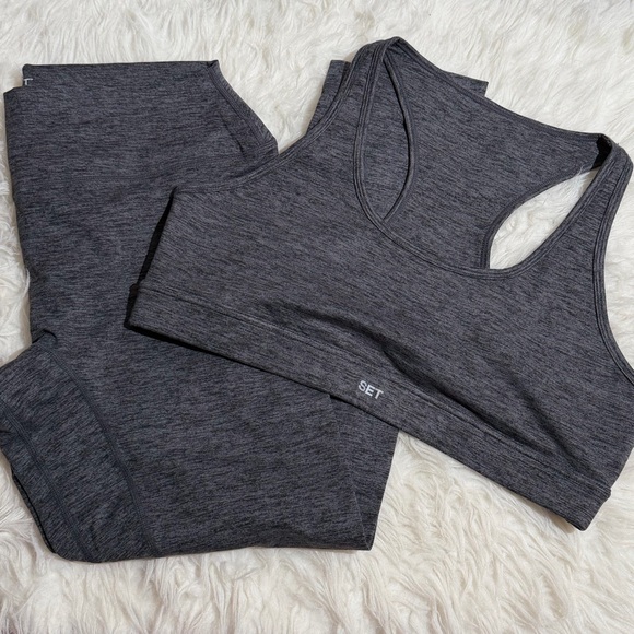 NEW SET ACTIVE XXL FORMCLOUD GRAY LEGGINGS SPORTS BRA MATCHING SET GREY